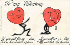 c1905 Anthropomorphic Hearts Happy Crying Sad Cannon Valentines Day P311 picture