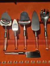 Vintage FRONTIER FORGE Lucite Handle 6 Pc Stainless Cake Pie Cheese Serving LOT picture