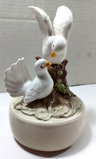 Vtg Otagiri Pair White Doves Ceramic Music Box Beautiful Dreamer Made in Japan picture