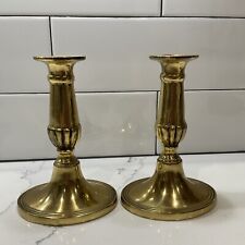 Pair Of English Georgian Brass Candlesticks (G3) picture
