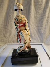 Vtg JAPANESE GEISHA Doll Kimono Drape Gown Music Box Fabric Silk 12 inch picture