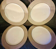 Platina by Sango MidCentury Vintage 4 Dinner Plates  Gray White 9-7/8