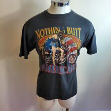 VINTAGE NOTHING BUTT AMERICAN ~ HOT 80's Chick on Motorcycle  T Shirt XL Black picture