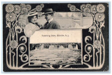 1908 Couple Scene Tumbling Dam Millville NJ Art Nouveau Advertising Postcard picture