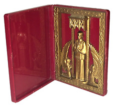 Vintage Catholic Pocket Shrine with Gold color Altar boy with angels book style picture