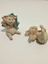 Vintage 1991 Mini Playful Baby Pigs In Diapers Figurines Kathy Wise Collection picture