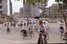 sl49 Original Slide 1983 Taiwan city street lot of bicycles 214a picture