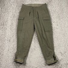 Vintage Swedish WWII WW2 Wool Military Pants Men Green Triple Crown 1940s 37x30 picture