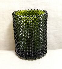 Vintage Faroy Emerald Green Glass Diamond Point Votive Candle Holder picture