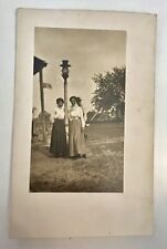 Postcard ANTIQUE c1908 Attractive Ladies in Long Dresses posing by Lamp Post picture