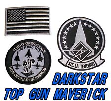 TOP GUN MAVERICK Movie DARKSTAR SQUADRON Embroidered Patch New 3pc Set picture