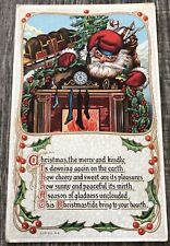 Santa Fireplace Toys Christmas Tree Stockings Embossed Vintage Postcard KK80 picture