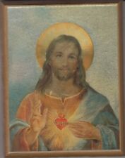 Vintage JESUS CHRIST Sacred Heart Wood Plaque by Vincent Barzoni picture