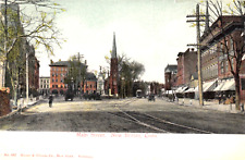 New Britain CT Conn Main Street pre 1907 Unused Postcard Trolley Horse & Buggy picture