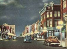 c1940 Noble Street Night Scene Cars Stores Anniston  AL P365 picture