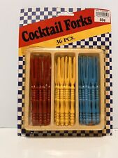 Vintage Colorful Plastic Cocktail Forks New In Package picture