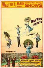 High Wire Artist vintage circus ad poster 12x18 picture