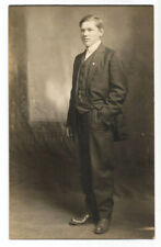 Young Man Portrait Postcard RPPC Suit c1910 picture