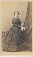 Young Lady Holding Handkerchief Syracuse New York 1860s CDV Carte de Visite X611 picture