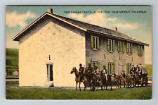 Manhattan KS-Kansas, First Kansas Capitol At Fort Riley Antique Vintage Postcard picture