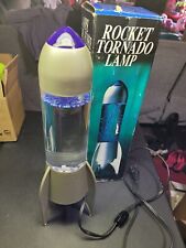 Vintage 16” Rocket Tornado Lamp Swirling Lighted Space J465-15 Silver Blue w Box picture