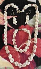 Vintage Hawaii NIIHAU Momi & Kahelelani Shell Necklace, Bracelet & Earrings Set picture