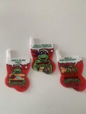 Vintage Set of 3 Teenage Mutant Ninja Turtles Mini Christmas Stockings picture