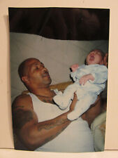 VINTAGE FOUND PHOTOGRAPH COLOR ART OLD PHOTO GANG BANGER TATTOO DAD BABY BOY SON picture