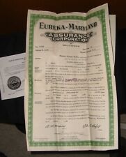 Old 1939 - Eureka-Maryland -  Insurance Policy picture