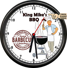 Personalized BBQ Man Retro Vintage Grill Look Your Name BBQ King Sign Wall Clock picture