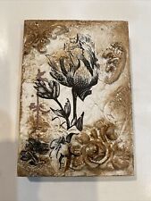 “SID DICKENS STYLE” MEMORY BLOCK WOOD TILE Flowers 3.5”x5” Roses Garden Hanging picture