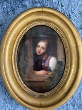 19th Century Porcelain Painting of Peasant Girl picture