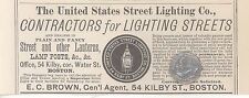 1879 E C BROWN Boston Massachusetts AD United States Street Lighting Company ADV picture