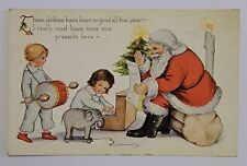 Christmas Whitney Made Worcester Children with Santa Vintage Unposted Postcard picture
