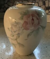 Lenox USA “Chatsworth” Vase Pink Roses, 24K Gold Trim, Urn Style, 1980’s picture