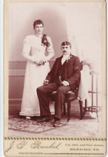 Vintage Cabinet Card Photograph Studio Wedding Picture Couple 4.25x6.5