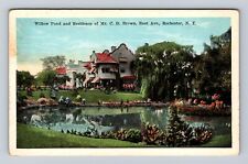 Rochester NY-New York, Willow Pond, Home of Mr. C.D Brown, Vintage Postcard picture