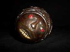 Fine Antique Folk Art Elaborately Carved Mexican Coconut Shell Bugbear Coin Bank picture