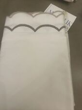 Matouk Pillowcases. White With Scalloped Satin Tan Trim  picture