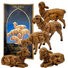 Vintage Italy Fontanini by Roman THE SHEEP Heirloom Nativity Boxed Set 5PC Resin picture