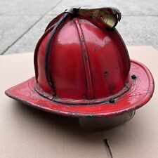 VINTAGE CAIRNS AND BROTHER 5A LEATHER FIRE RED HELMET FIRE FIREMAN picture