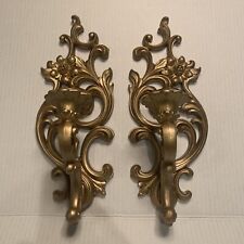 Vintage Syroco Homco Home Interiors Gold Candle Sconces, #5133, 1965 picture