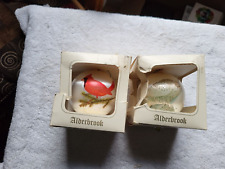 LOT OF 2 VTG ALDERBROOK CHRISTMAS ORNAMENTS SNOW OWL +RED CARDINAL GUC 1980'S picture