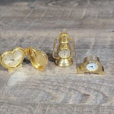 Collection Lot of 3 vintage miniature clocks Heart - Mantel - Lantern  picture