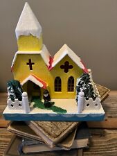 Vintage Christopher Radco Shiny Brite yellow puts church - very nice condition picture