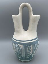 Vintage Mesa Verde Pottery Wedding Vase Teal Signed Lee Nav. Original Papers picture