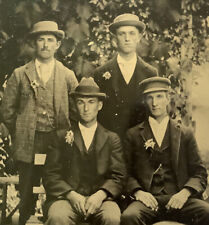 1800s Tintype Ferrotype Derby Hat Cap Fedora 4 Handsome Gay? Young Men Family picture
