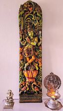 5ft Krishna Wooden Sculpture Hindu God Wooden Idol Home Decor Temple Figurine US picture