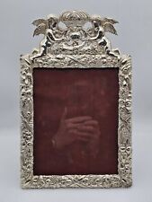 Antique Ornate 19th Century Victorian Silver Plated Picture Frame Cherubim picture
