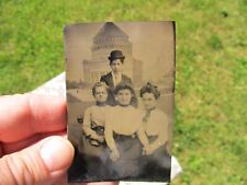 Antique Tintype Image of Group Posing with Grant Tomb Backdrop picture